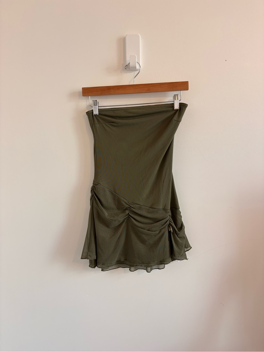Edikted Olive Green Ruched Mini Dress